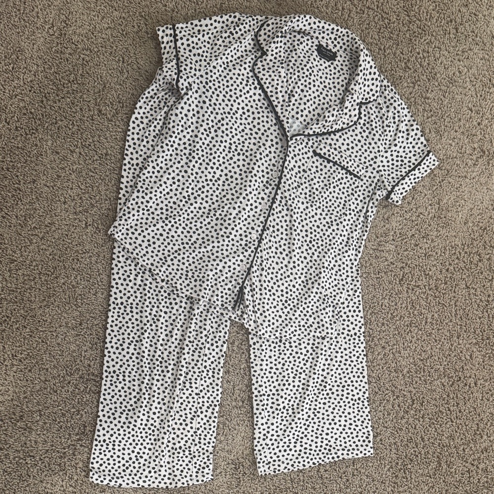 Kate Spade Black and Pink Polka Dot Pajama Set